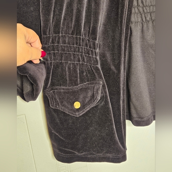 Charter Club Black Velour Mock Neck 3/4 Sleeve Elastic Waist Jacket Plus 2X EUC - Picture 4 of 13